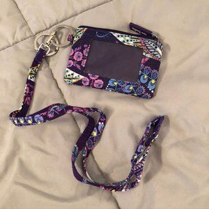 Vera Bradley Zip ID & Lanyard Batik Leaves NWOT